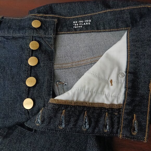 NWOT J Crew Jeans 31 Petite RE-96-IDG '96 Flare High Rise Button Fly Dark Wash - Picture 7 of 12